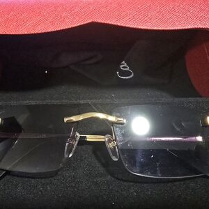 Gold and Black Rimless Sunglasses